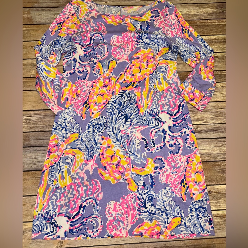 EUC Lilly Pulitzer Marlowe Dress So Snappy size Medium Sea Turtle Purple